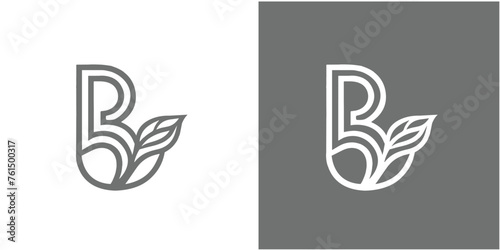 Letter B with Beauty leaf logo design vector illustration photo