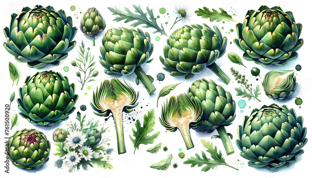 Fototapeta premium Watercolor of Artichokes