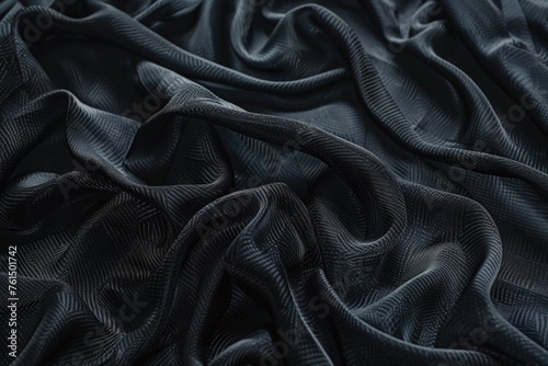 Detailed close up shot of black fabric. Suitable for textile or fashion industry use