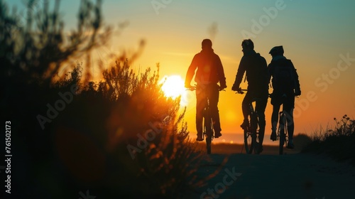 A couple enjoying a bike ride in the countryside. Suitable for outdoor activity promotions