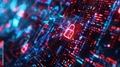 Image of a computer screen with a glowing padlock, suitable for cybersecurity concepts