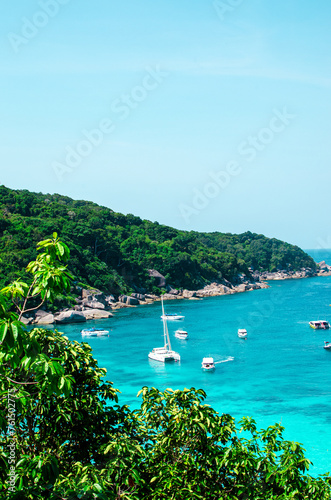 Tropical islands of ocean blue sea water beach at Islands. Thailand nature landscape