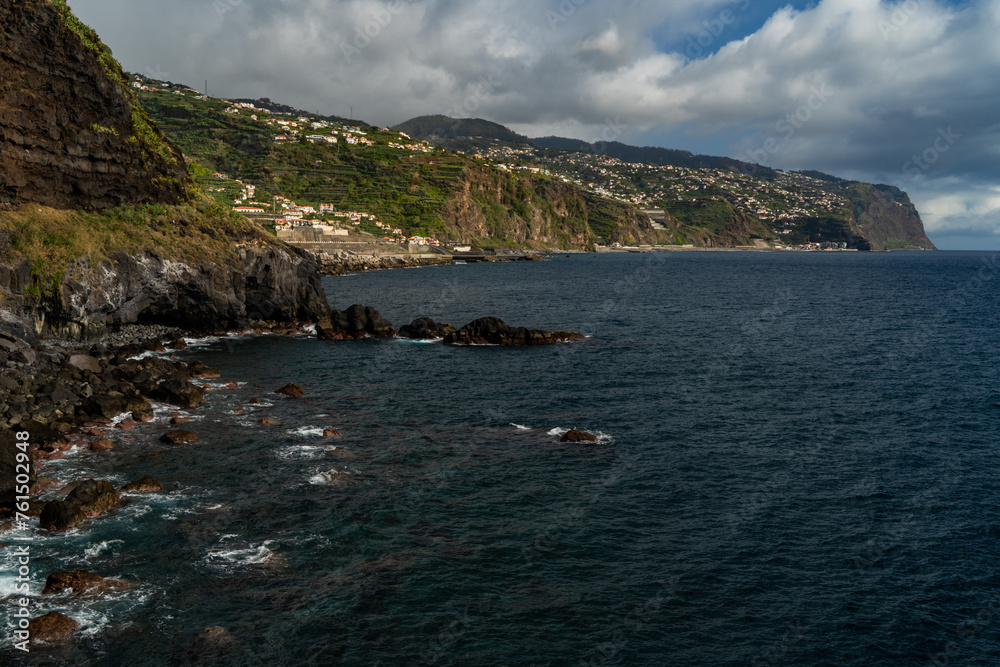 Coastline Ponta do Sol of Madeira Island, Portugal. Sunny day.
