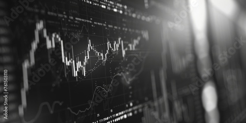 Detailed black and white stock market chart for analysis. Suitable for financial reports