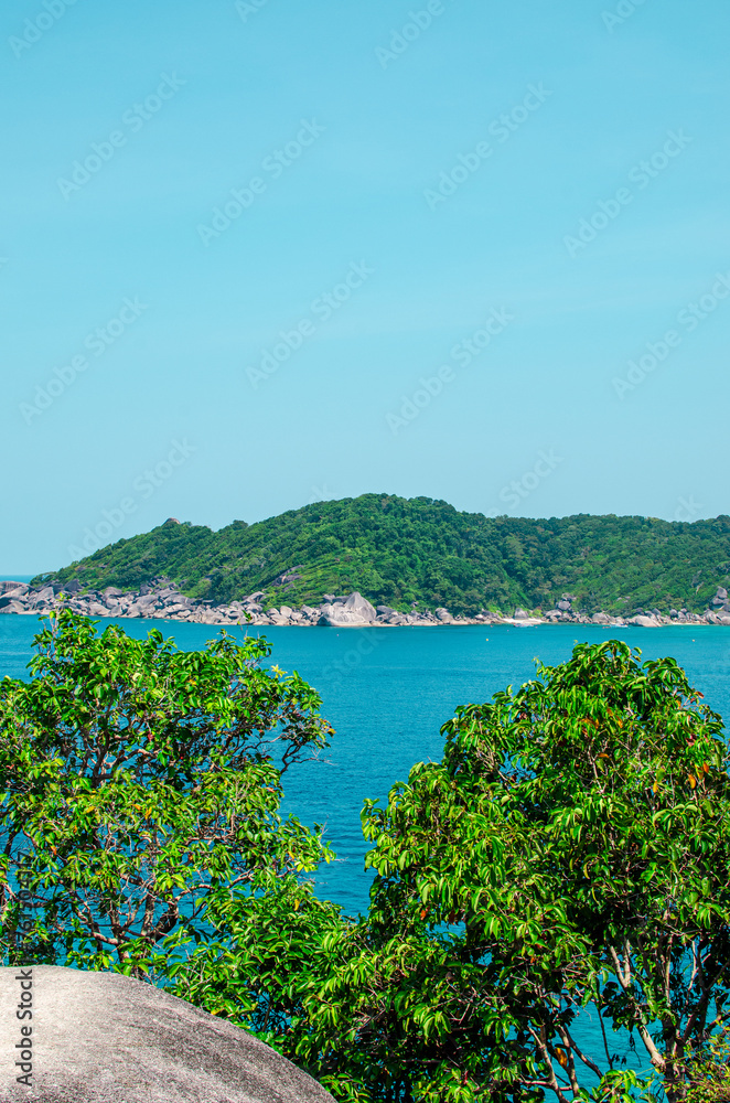 Tropical islands of ocean blue sea water beach at  Islands. Thailand nature landscape