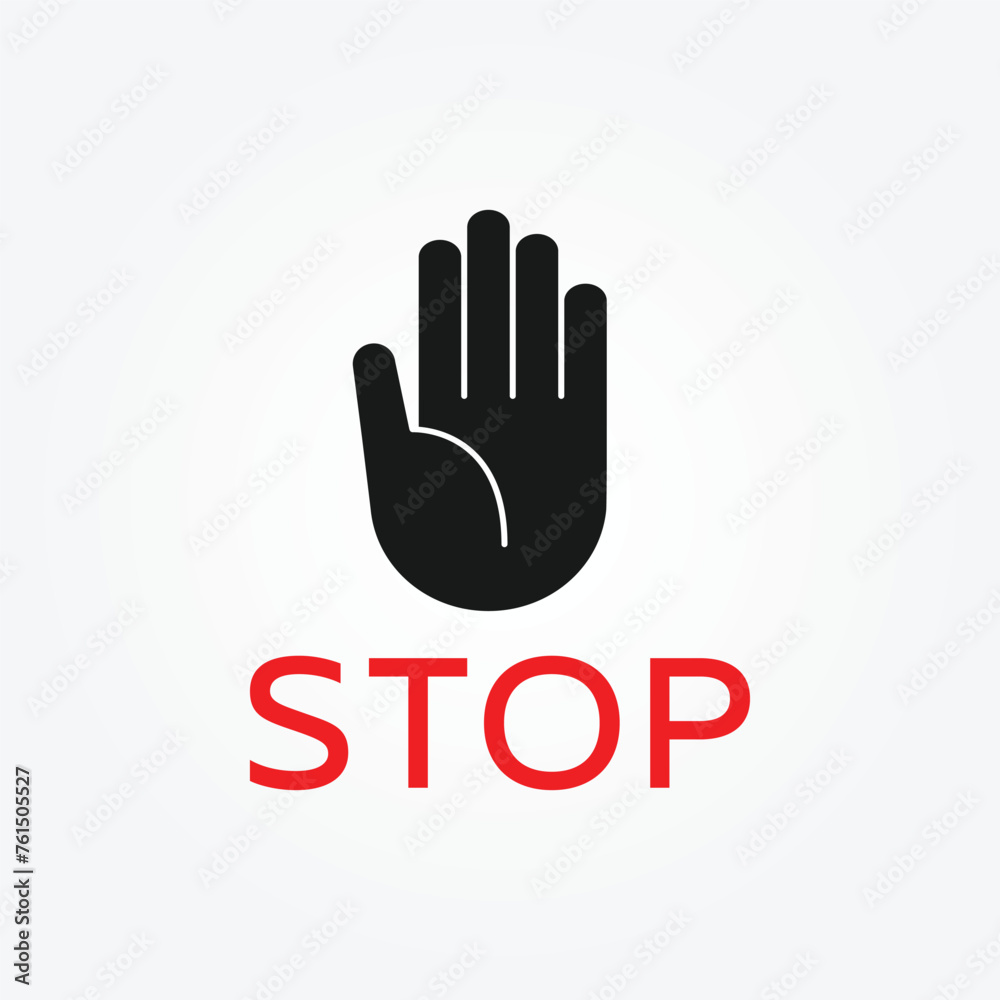 Vector warning stop sign with hand icon Vector warning stop sign with hand icon