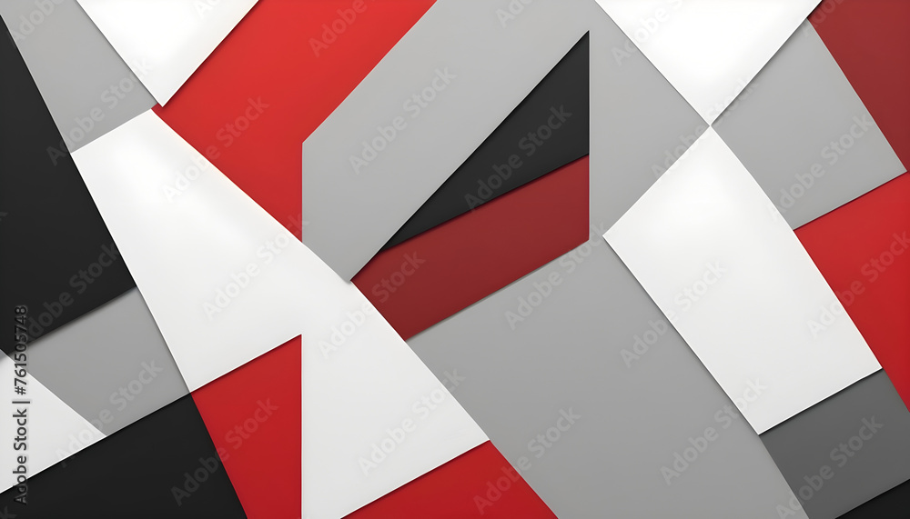 Grey red black white paper texture flat solid minimalist geometric pattern abstract background wallpaper - obrazy, fototapety, plakaty 