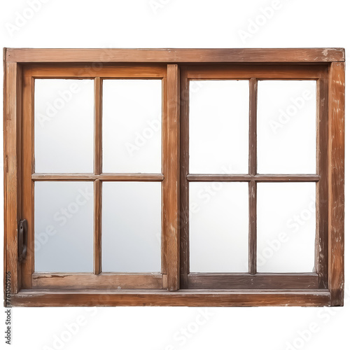 A window with a wooden frame and white panes