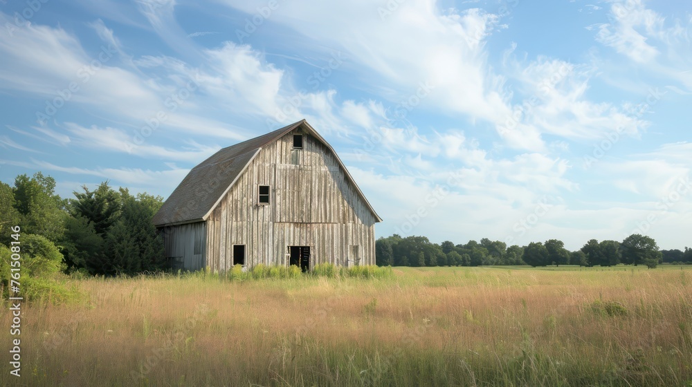 Obraz premium farm barn in grass field