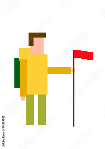 Vector illustration of a male tourist who has arrived at his destination