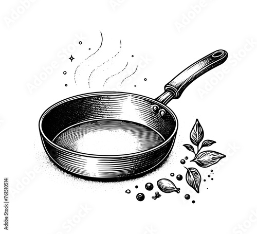  frying pan hand drawn vector illustration photo