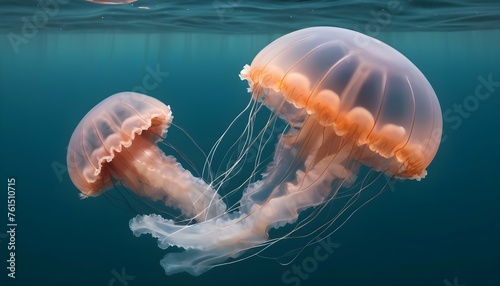 A Jellyfish Floating In A Serene Ocean © Rukhsana