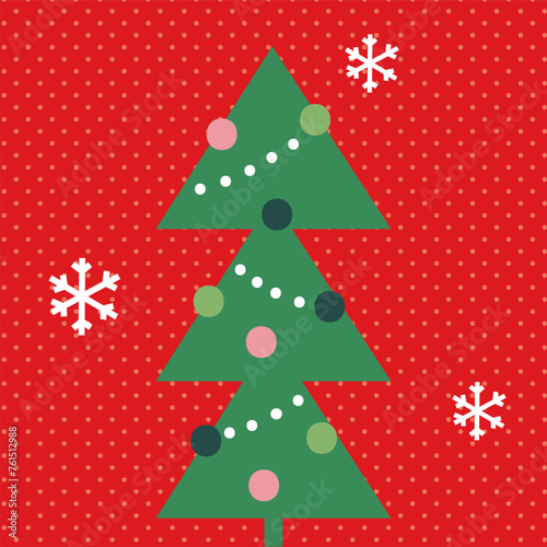 christmas tree with snowflakes greeting card design