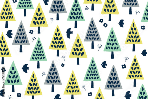 SDGsやエコロジーイメージの木や草花のかわいい北欧デザイン背景素材
