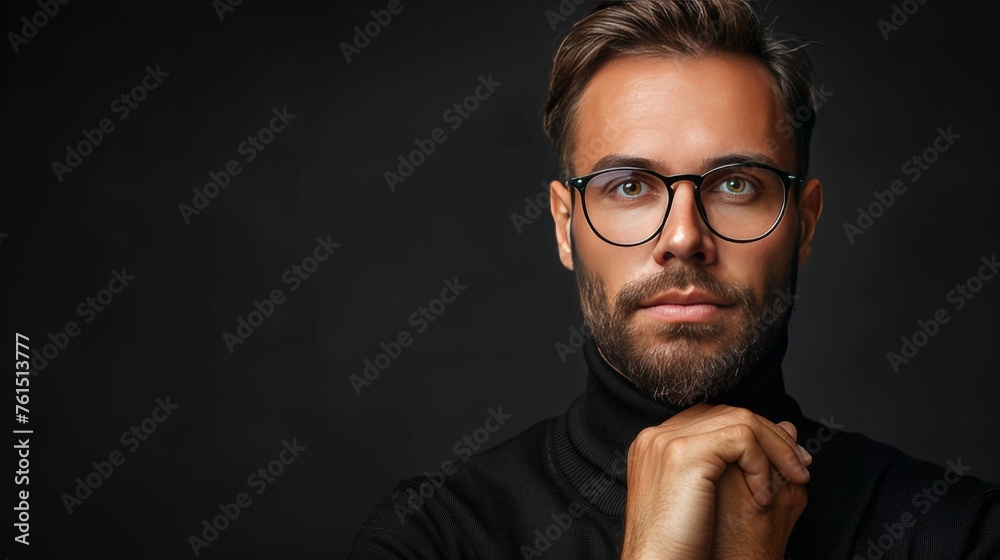 Man Wearing Glasses and Black Shirt Man Wearing Glasses and Black Shirt
