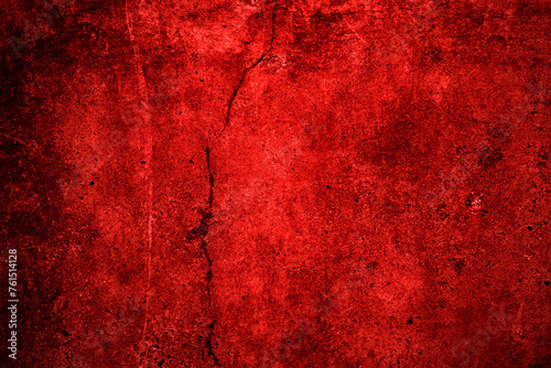 Red wall texture background. scary red wall for background  Old shabby blood paint and plaster cracks.