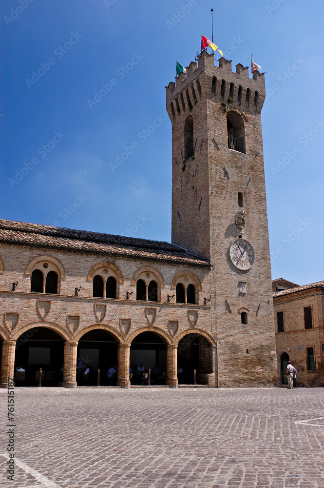 Montelupone, Macerata district, Marche region, Italy, palace of the Podestà and Civic tower