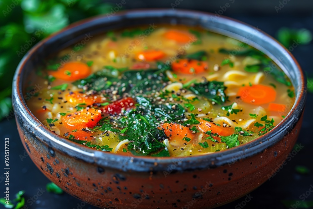 Hearty Homemade Vegetable Noodle Soup with Fresh Basil Hearty Homemade Vegetable Noodle Soup with Fresh Basil