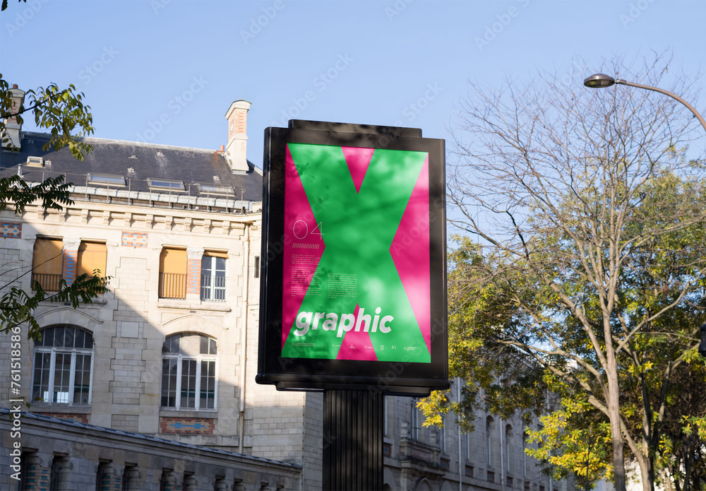 Mockup of customizable vertical sign by building Stock Template | Adobe ...