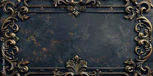 Elegant black and gold frame, perfect for adding a touch of luxury to any design project © Fotograf