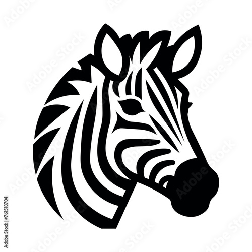Fototapeta Naklejka Na Ścianę i Meble -  black vector zebra head icon on white background