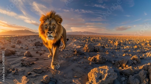 photo wildlife lion on desert