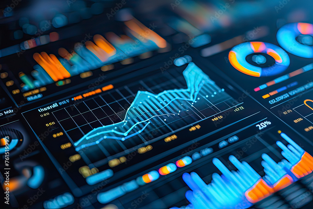 Financial data charts. AI technology generated image