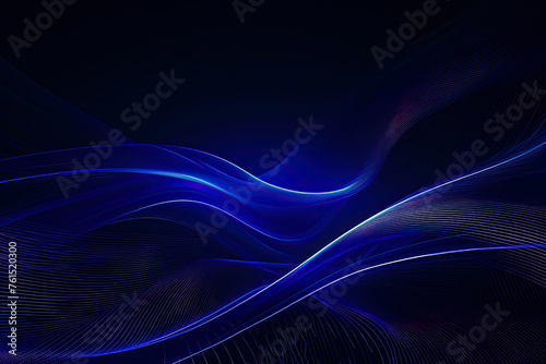 Abstract blue light track. AI technology generated image