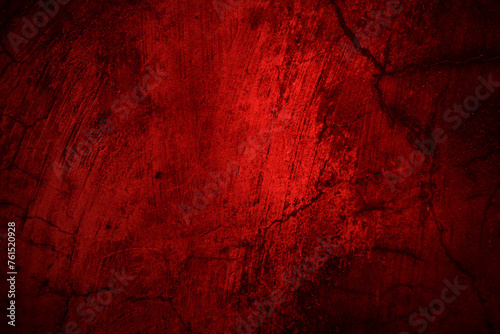 Red wall texture background. scary red wall for background, Old shabby blood paint and plaster cracks.