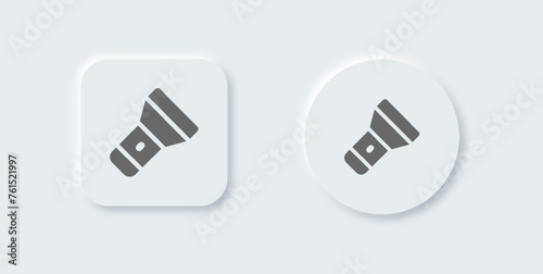 Flashlight solid icon in neomorphic design style. Torch signs vector illustration.