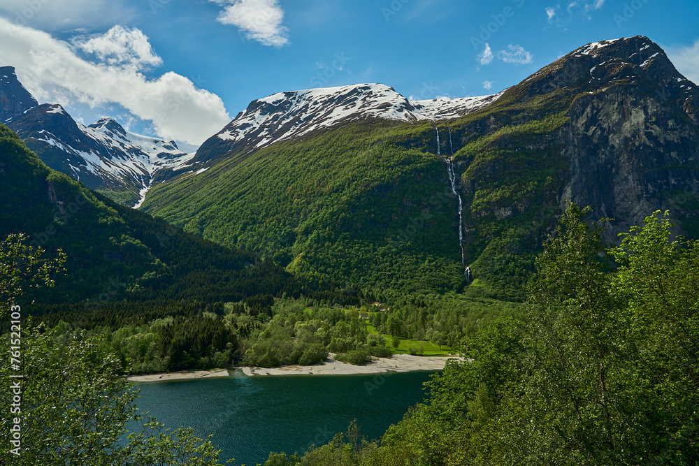 beautiful landscape at the Kjenndalsbreen glacier in Norway.