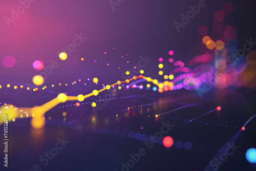 Abstract blurred financial chart with glowing dots and lines