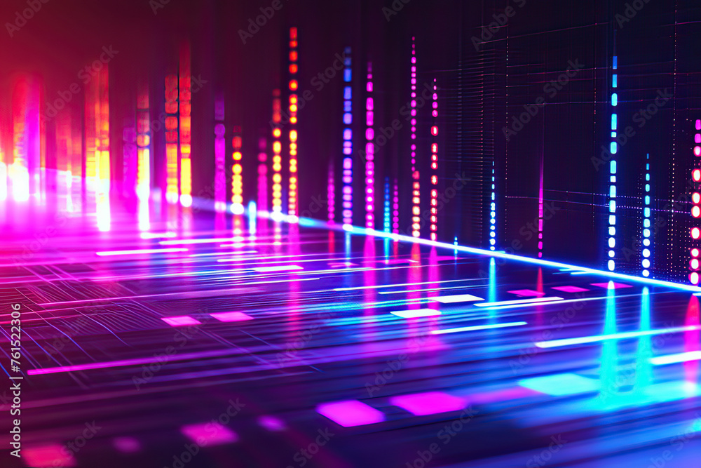 Color audio reverb line background. AI technology generated image
