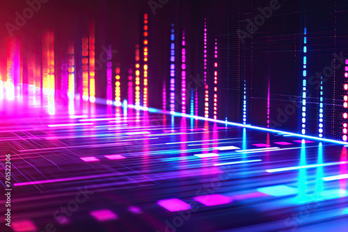 Color audio reverb line background. AI technology generated image