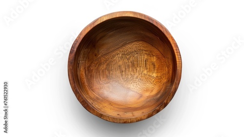 Wooden bowl on a white surface, suitable for food and kitchen concepts