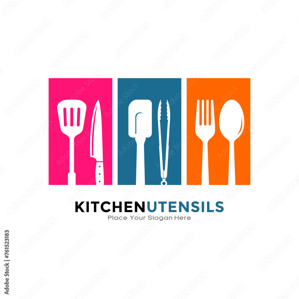 Kitchen utensils logo vector template. Suitable for business, restaurant, and cooking Kitchen utensils logo vector template. Suitable for business, restaurant, and cooking