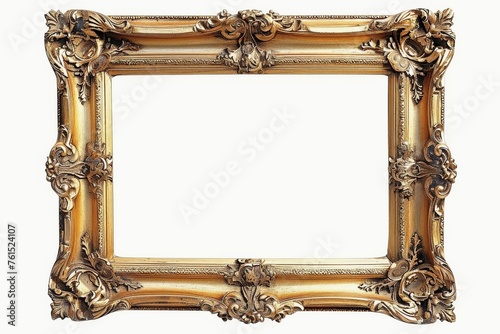 An ornate gold frame on a white background. photo