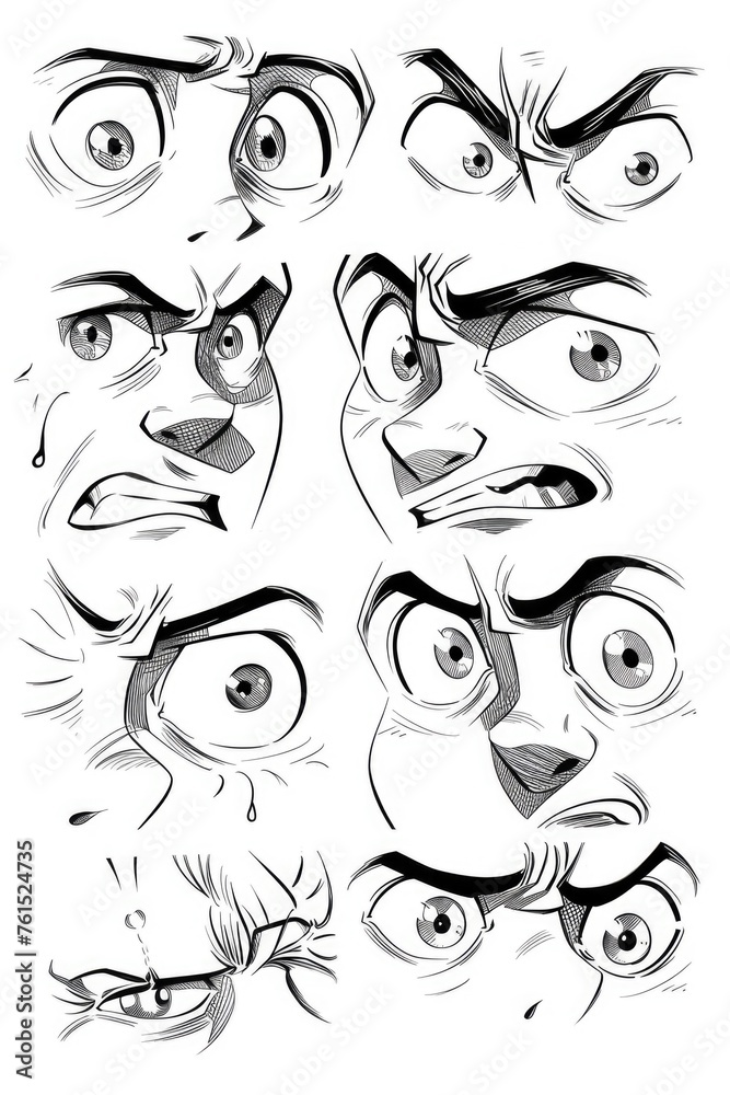 Fototapeta premium Collection of different eye drawings, ideal for graphic design projects