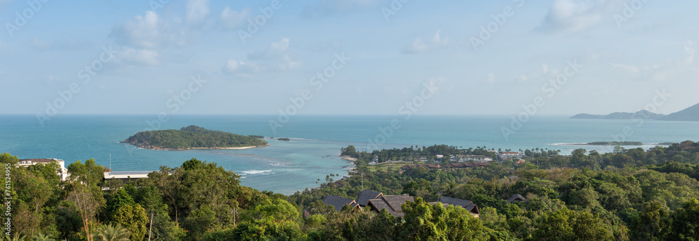 Viewpoint on a hill at Koh Samui, Thailand, Panoramic view.