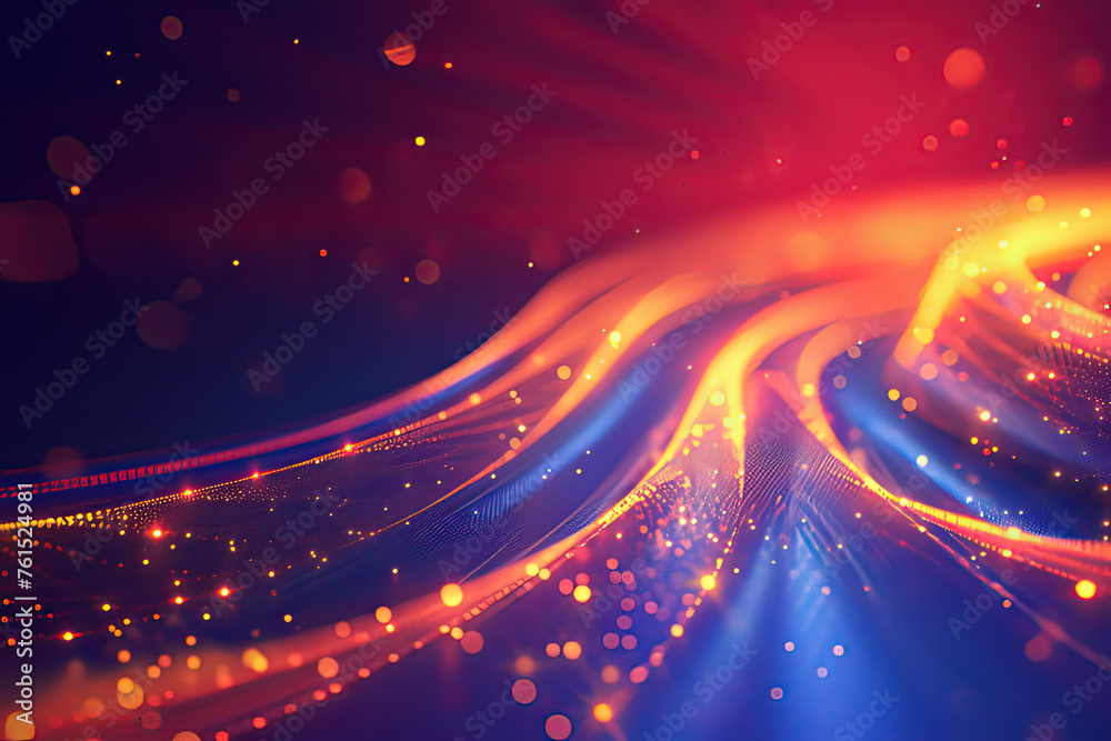 Obraz premium Flowing golden wave light background. AI technology generated image