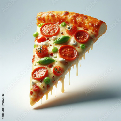 porcion de una pizza de peperoni sobre fondo transparente. photo