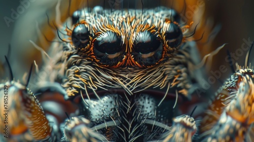 Detailed close up photo of a spider's face, perfect for educational materials