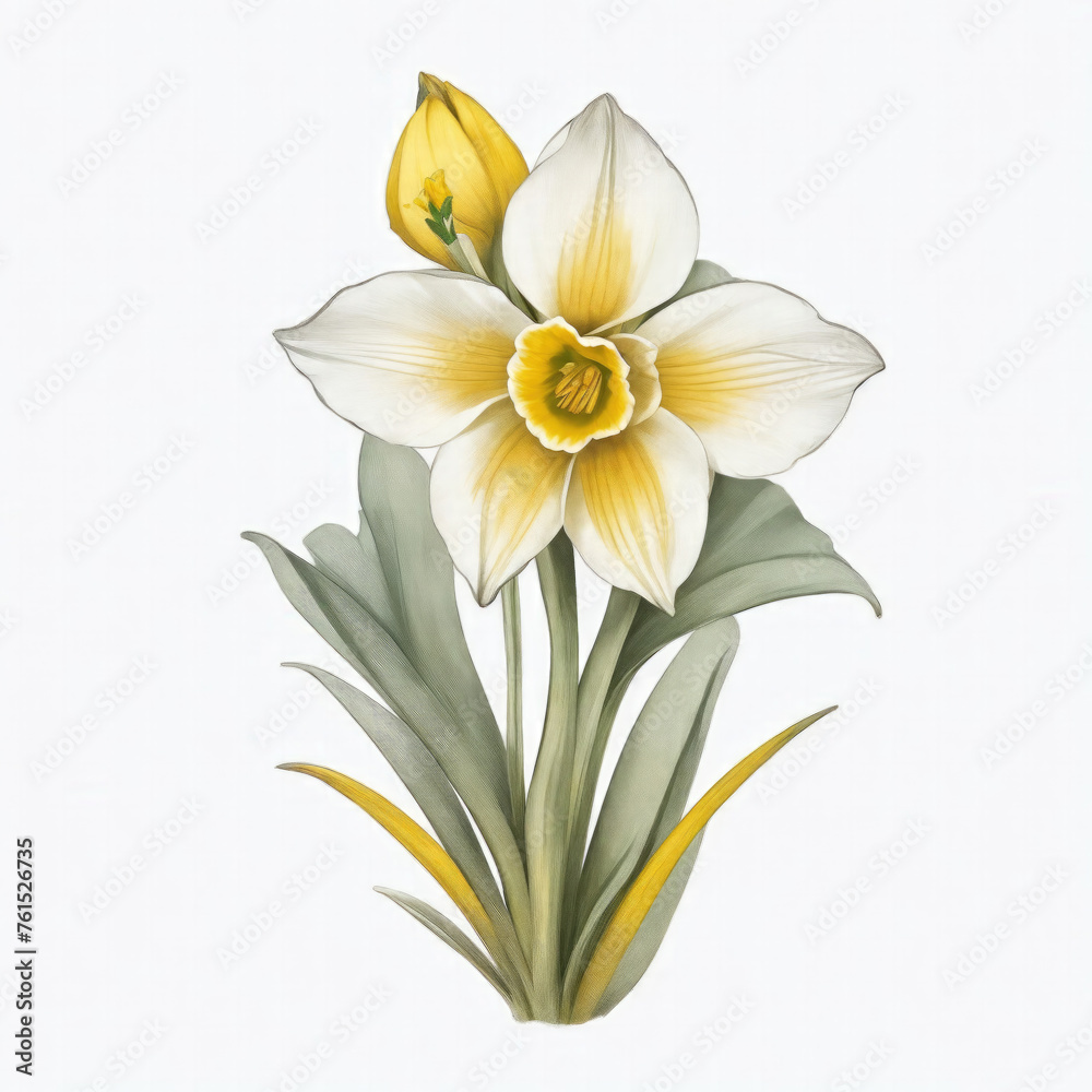 A Daffodil tattoo traditional old school American bold line white background A Daffodil tattoo traditional old school American bold line white background