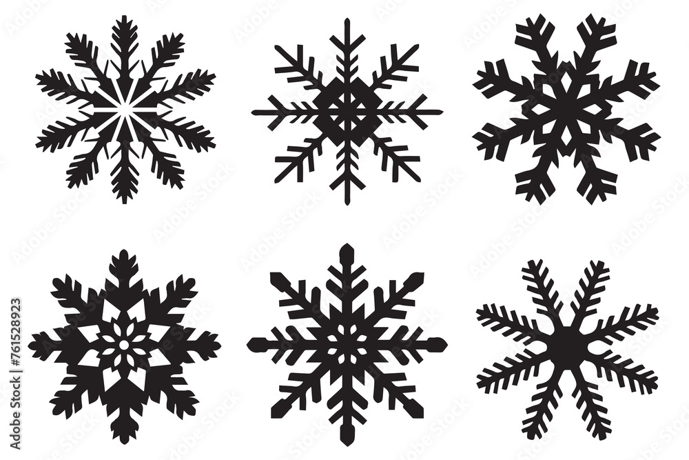 snowflake silhouettes white background