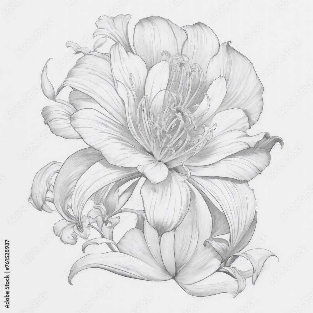 A Lilly tattoo traditional old school American bold line white background