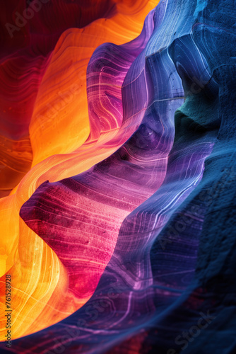 Surreal colorful landscape inspired by Grand Canyon. rock formations. Abstract colorful background image. Created with Generative AI technology