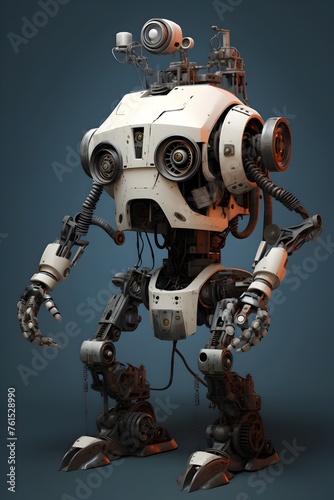 Four-Legged Robot Machine with Multiple Eyes and Combat Weapons