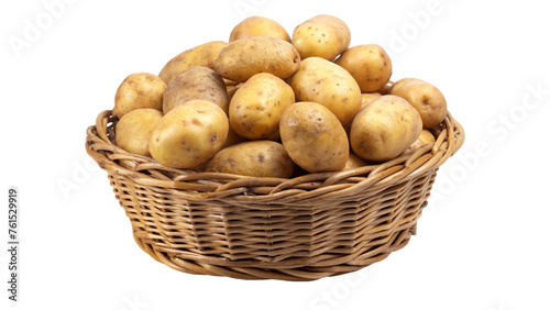 potatoes in a basket isolated on Transparent background.