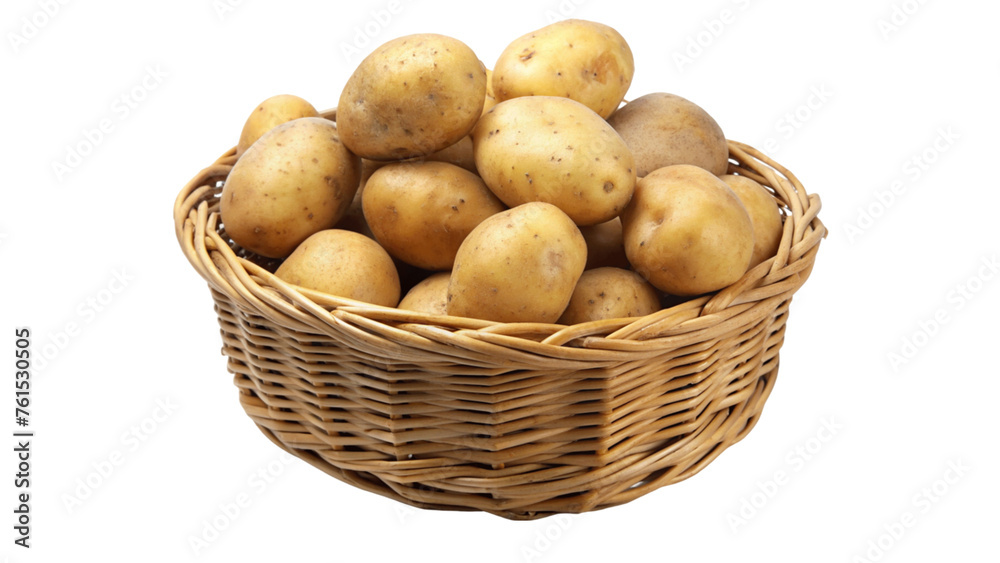 potatoes in a basket isolated on Transparent background. potatoes in a basket isolated on Transparent background.