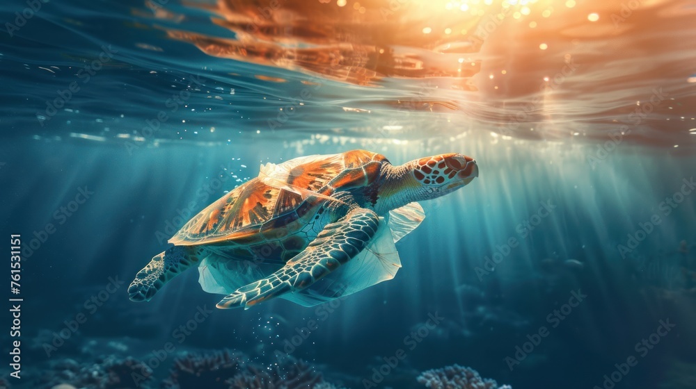Sea turtles in clear plastic bags are caused by trash and pollution ...